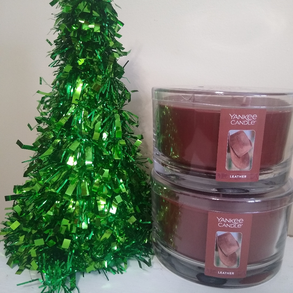 Yankee Candle Leather Rare Retired Lot Of 2